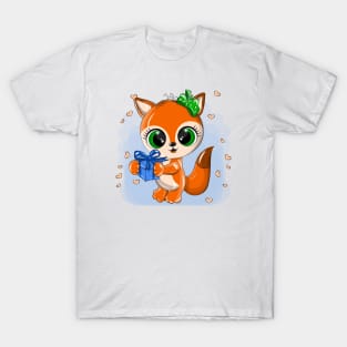Adorable orange fox with cute eyes T-Shirt